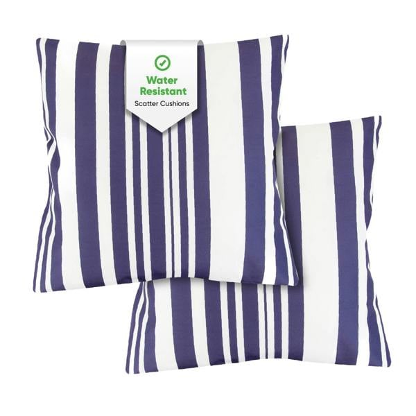 Gardenwize Pair of Outdoor Scatter Cushions – Blue Stripe Design