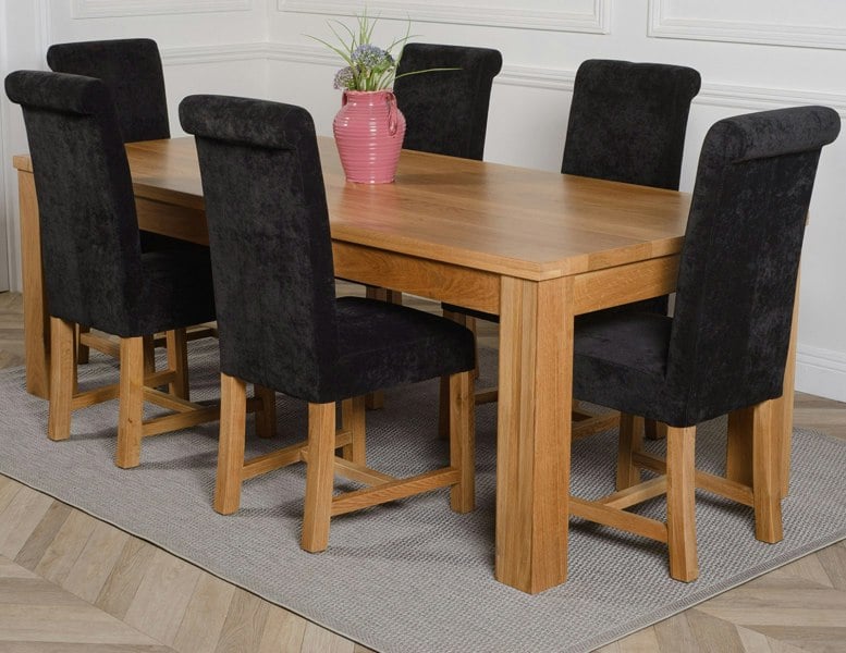 That's Furniture Dakota Extra Large Oak Dining Table with Washington Fabric Chairs