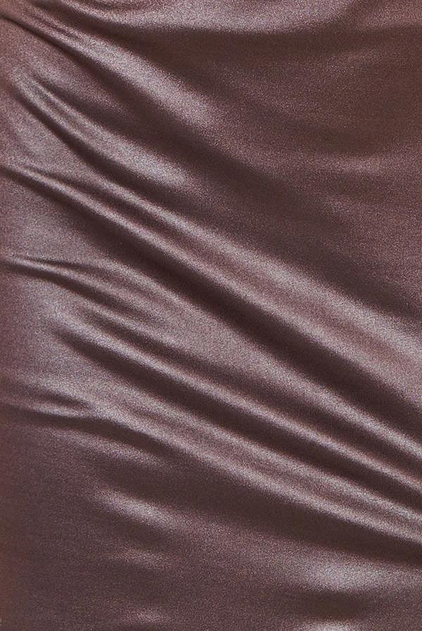 Faux Leather Cut Out Maxi Dress - Brown DR3725