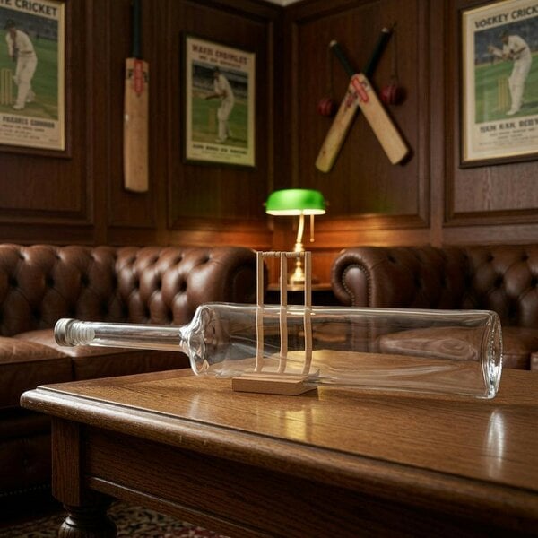 Mini Cricket Wicket Stand for Mobile Phone with Mini Bat, Decanter and Photo Frame