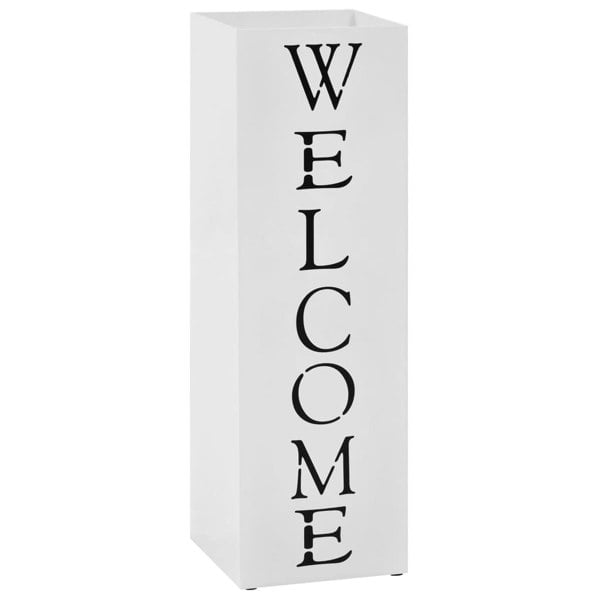 Berkfield Umbrella Stand Welcome Steel White