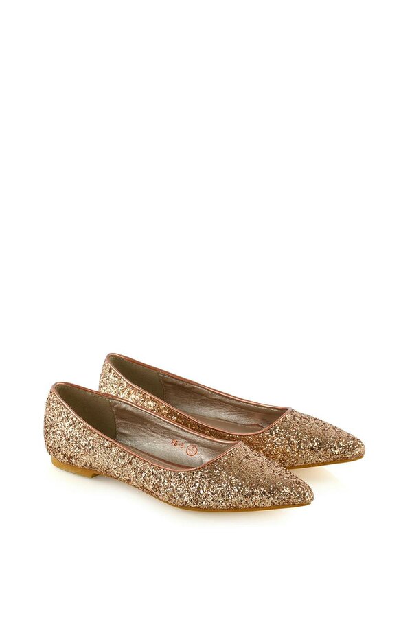 XY LONDON Statement Pointed Toe Flat Bridal Ballerina Pump Shoes