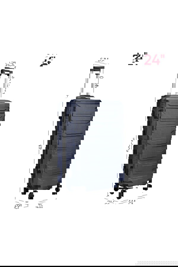 Living and Home Rolling Hardshell Luggage Travel Suitcase, 24" Blue