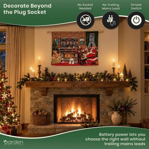 Light Up Santa Christmas Wall Tapestry – LED & Fibre Optic Wall Hanging, 75 x 55cm