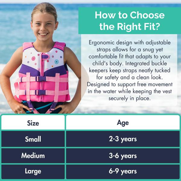 Limmys Premium Neoprene Swim Vest - Pink Daisy
