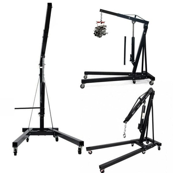 Portable Hydraulic Engine Crane 2 Ton 4400lb Folding Hoist with Hooks Living and Home