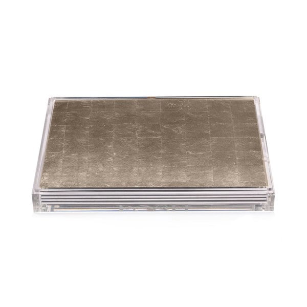 Servebox Clear Silver Leaf Chic Matte Champagne - Posh Trading Company  - Interior furnishings london