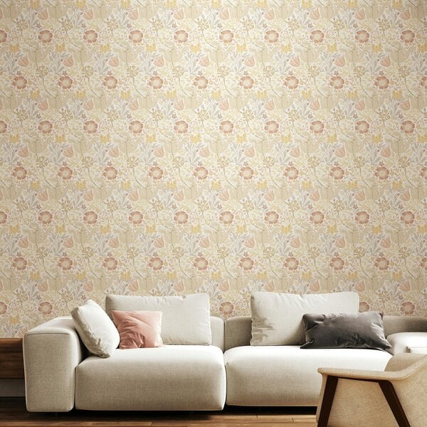 Hoopla Walls Honeysuckle & Tulip - Warm Natural 10m Wallpaper