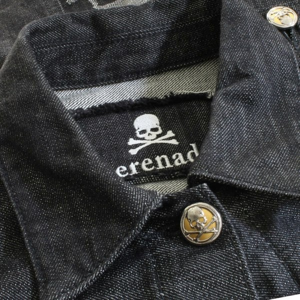 Mastermind Japan Serenade black denim skull detailed dress belted