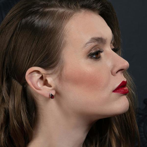 925 Sterling Silver Stud Earrings with Garnet Gemstones - namana.london