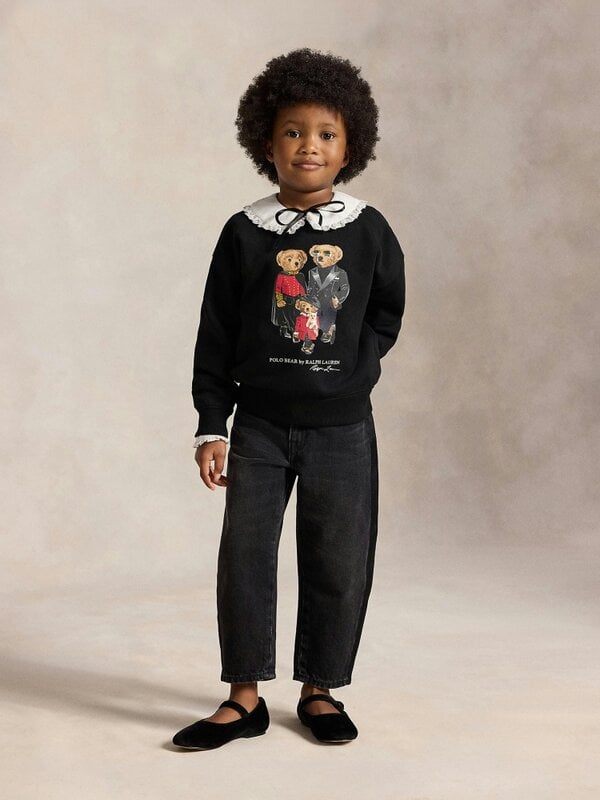 Ralph Lauren Kids Ralph Lauren Girls Polo Bear Family Sweatshirt in Black