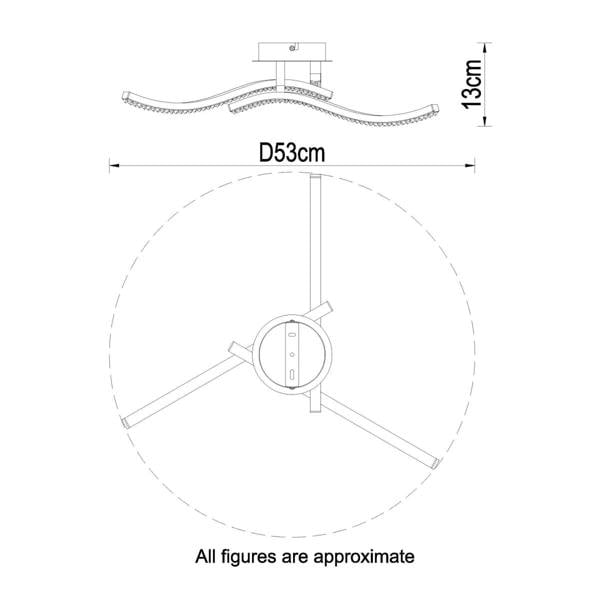 COSYLYTE Kenworth 3 Light Integrated LED Wavy Ceiling Light