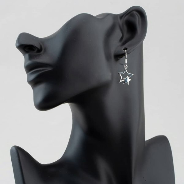 T. H. Baker Sterling Silver Double Star Dropper Earrings 8.54.0909
