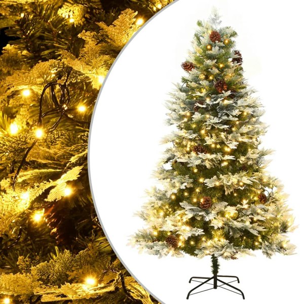 Berkfield Christmas Tree with LEDs&Pine Cones Green 195 cm PVC&PE