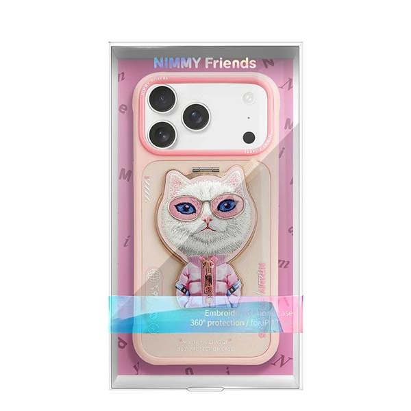 Nimmy Friends Nimmy Cool & Cute 2.0 White Rich & Beauty Cat Case with MagSafe Stand for iPhone 17 Pro 6.3" Pink - N-YJKM-CXZJZH-IP17-PRO-04