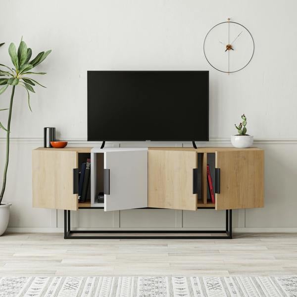Decortie Tontini Modern TV Unit Multimedia Centre with Storage TV Cabinet 140cm