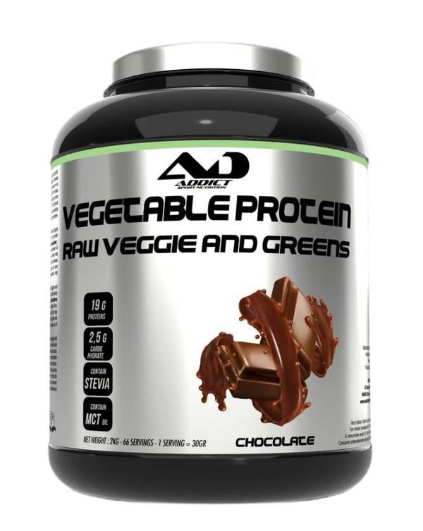 Addict Sport Nutrition Vegetable Protein Raw Veggie and Greens, Chocolate - 2000g