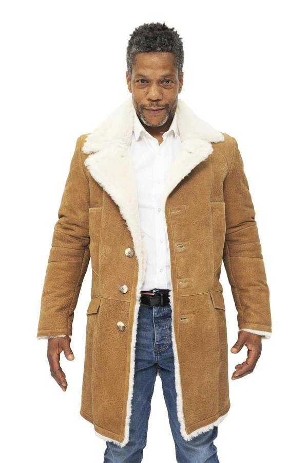 Infinity Leather Mens Warm Sheepskin Trench Coat-Managua