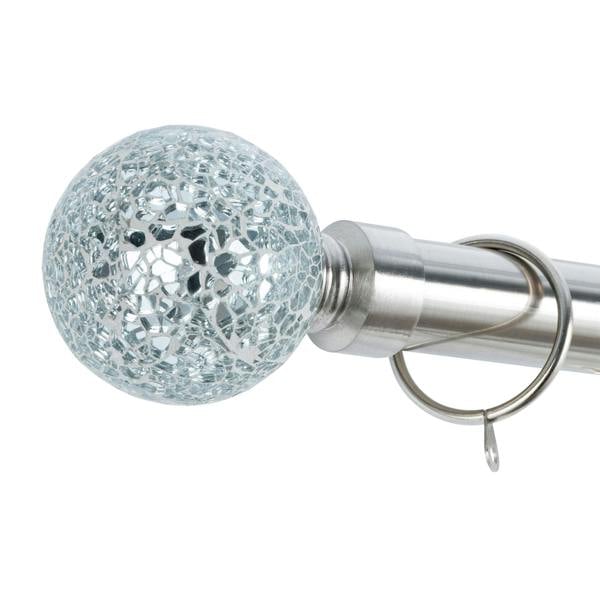 A.Unique Home Crackle Ball Extendable Curtain Pole (25/28mm) (Brushed Steel,180cm-340cm)