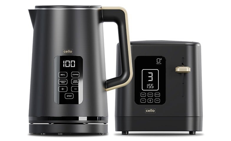 Cello Breakfast Bundle - Digital Kettle and 2 Slice Toaster