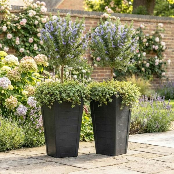 Nicoman Savana Black Plank Recycled Rubber Plant Pot
