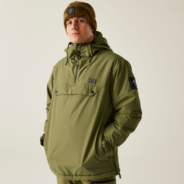 Dare 2B Mens Freeride II Colour Block Overhead Ski Jacket - Olive Green
