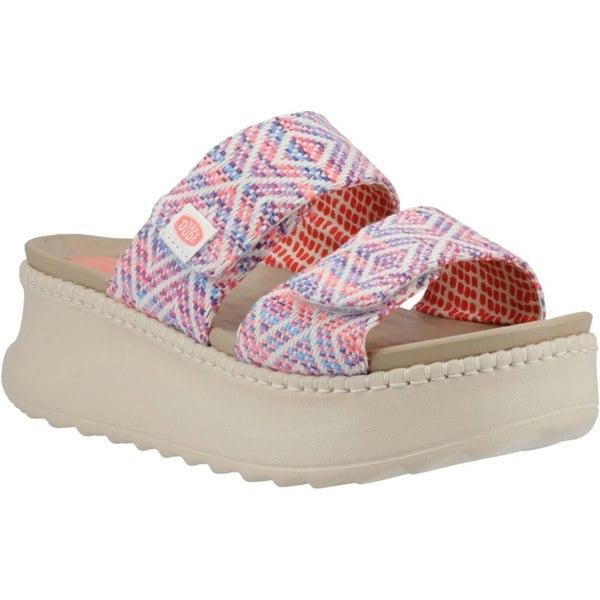 HEYDUDE Delray Slide Surf Baja Polyester Blend Women's Blue/Pink/Multi Sandals