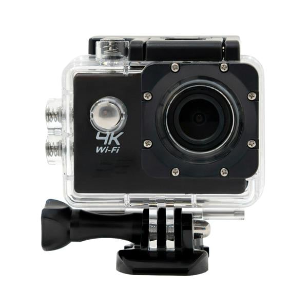 Gutter vacuum camera in sleek black casing, featuring a clear lens, 4K resolution, and sturdy mounting bracket for easy installation