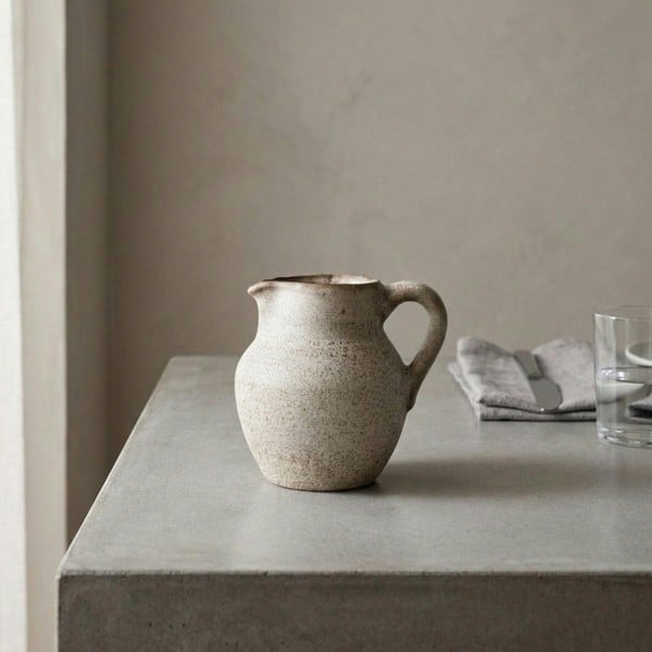 Garden Greatness Neutral Speckled Rustic Decorative Jug - V2
