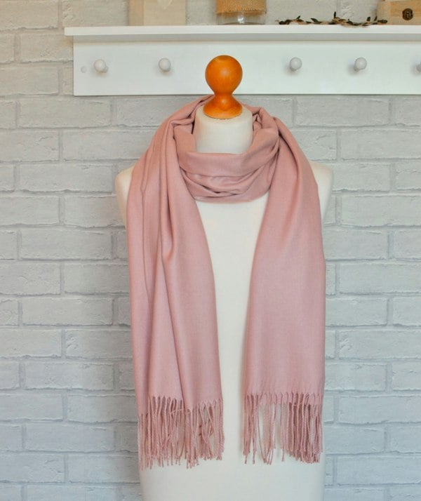 Antonia York Blush Peachy Pink | Drew Pashmina Super Soft Large Special Occasion Wrap with Tassels