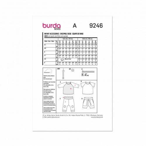 Burda Sewing Pattern 9246 Tops and Trousers For Babies, Ages: 1 Month-18 Months - Beginner, Easy