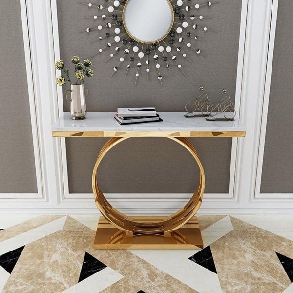 Abbey Console Table in a lifestyle setting with tables and consoles
