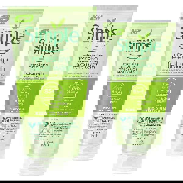 Simple Kind to Skin Refreshing Facial Wash for Sensitive Skin 150ml, 2 pack