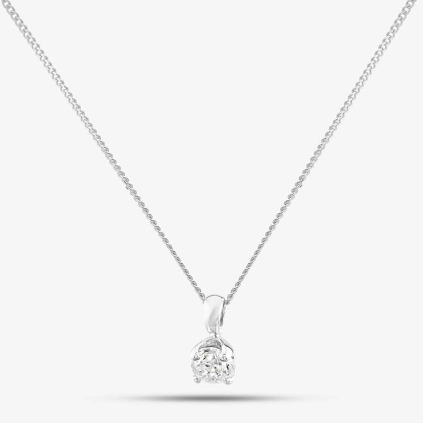 T. H. Baker 18ct White Gold 0.40ct Brilliant Cut Diamond Solitaire Necklace 4TSPR40 18WG/D103E