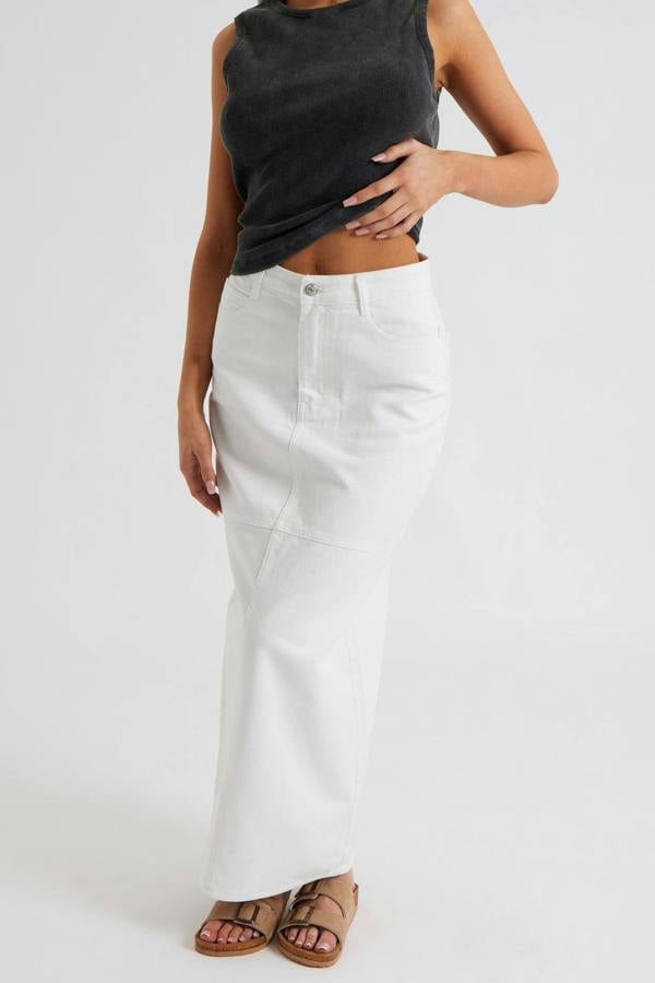 Urban Bliss Maxi Split Back Twill Skirt
