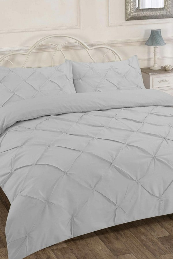 HomeSpace Direct Pintuck Pleated Duvet Cover Set Bedding