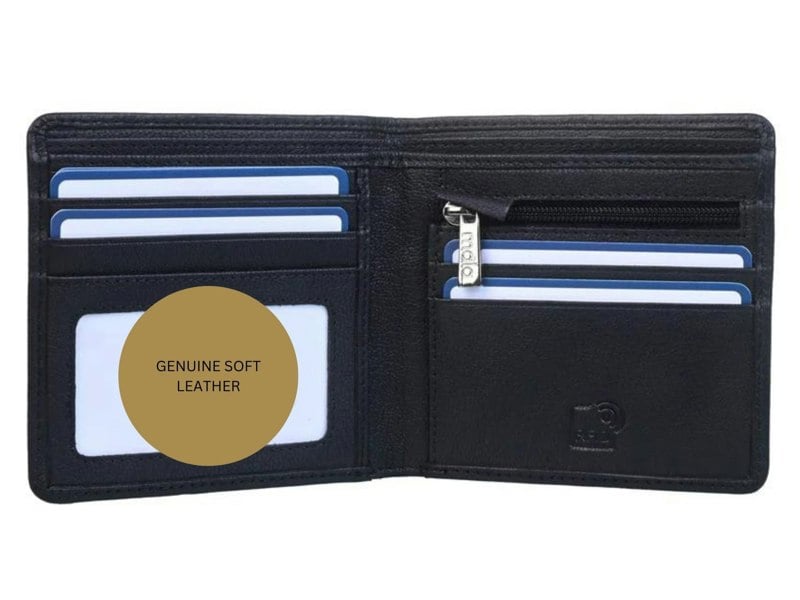 Mala Leather Men's RFID Slim Leather Wallet – Rugby Embossed Design