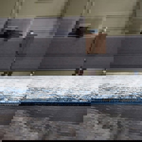 Living Room Rug Vintage Design in Blue Exclusive Elegant Pattern