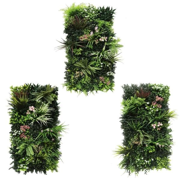 Combo of 3 Florence Premium Artificial Plants Green Wall Panels 1m x 50cm - Evergreenery