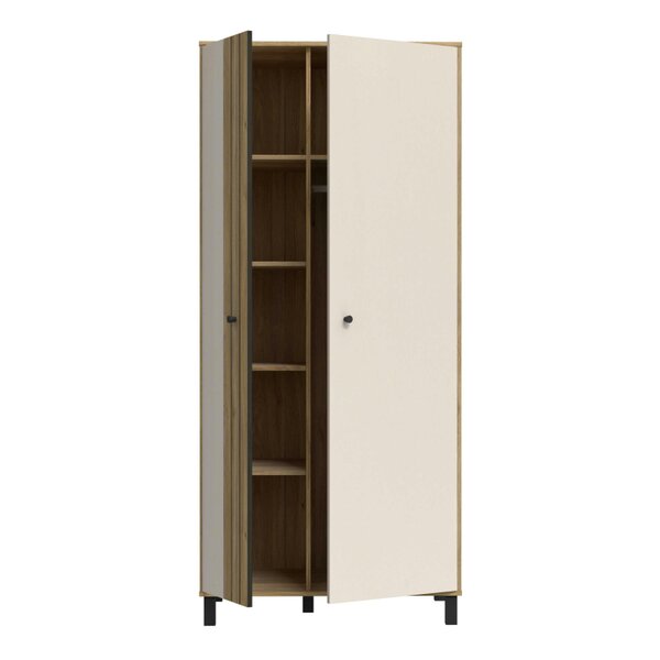 Wyld Haus Sandy Mauvella Oak Double Door Wardrobe with Fluted Front and Shelves