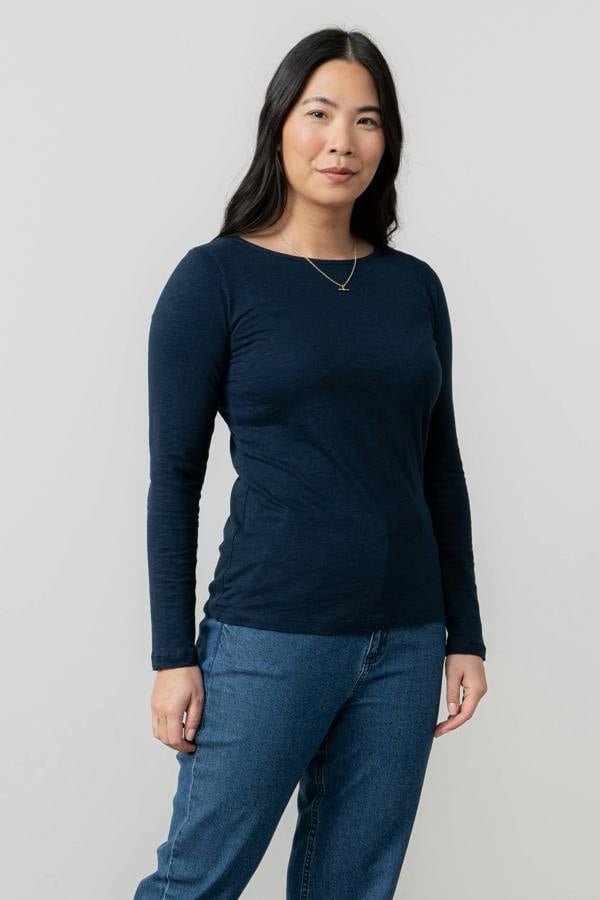Lily & Me Monica Organic Cotton Jersey Top Navy