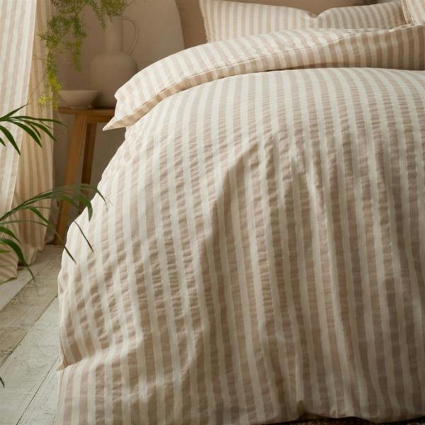 Pineapple Elephant Cotton Rich Woven Stripe Natural Duvet Cover Set