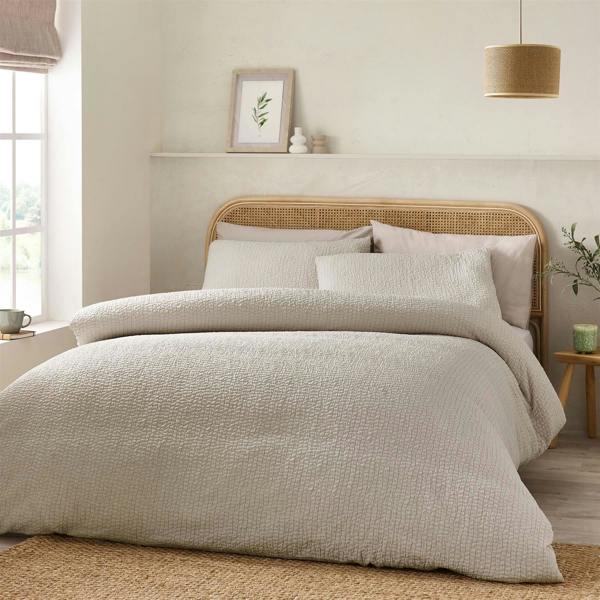 Crinkle Seersucker Natural Duvet Cover Set