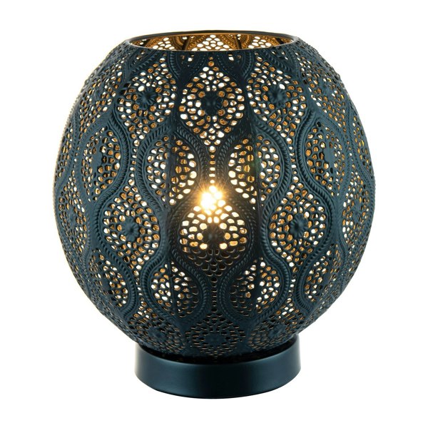 Floral Moroccan Table Lamp in Matte Black Traditional and Vintage Design Image 3