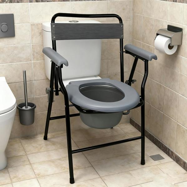 Havendro Blue Foldable Steel Commode Chair Portable Toilet with Safety Lock - 9L Bucket