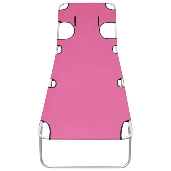 Berkfield Folding Sun Lounger with Head Cushion Steel Magento Pink