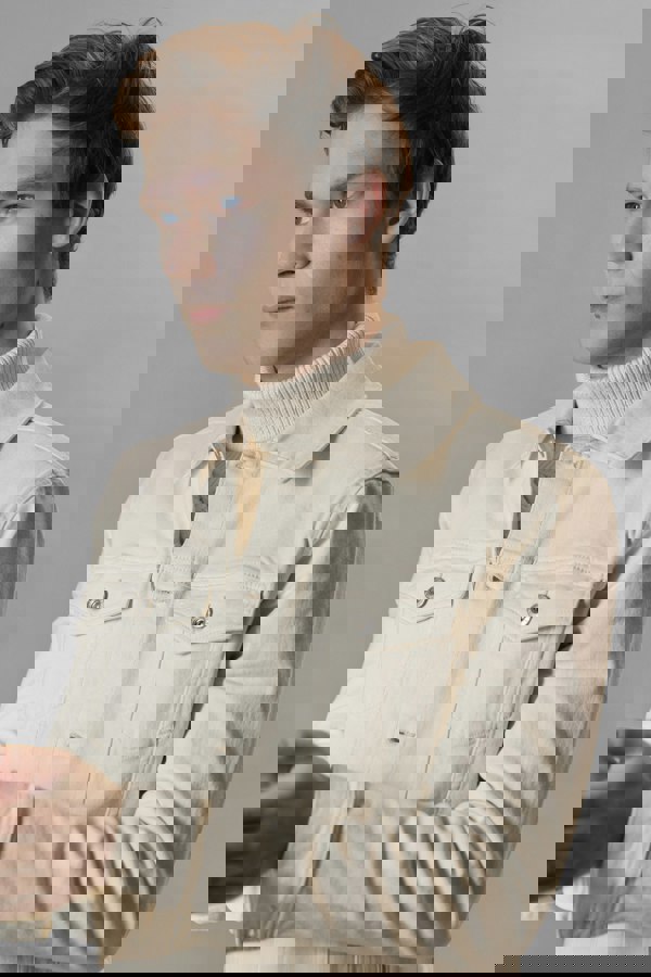 ENORSIA Men's Ecru White Classic Denim Jacket