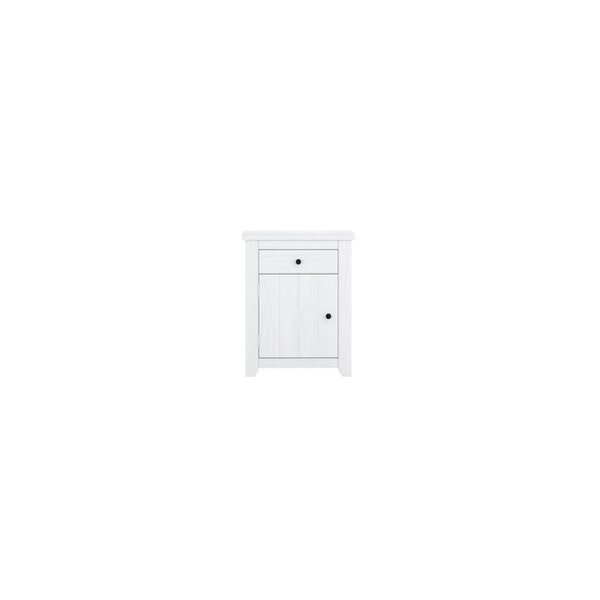 Wyld Haus Tralee Panelled White Washed Wooden Bedside Table
