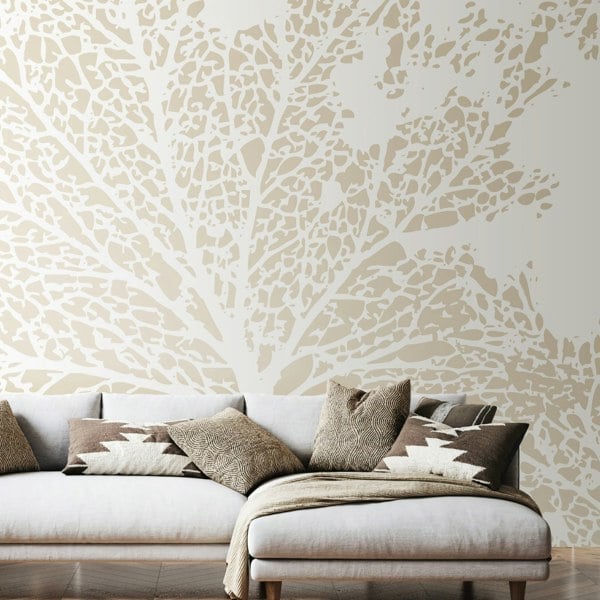 Origin Murals Skeleton Leaf - Natural Linen