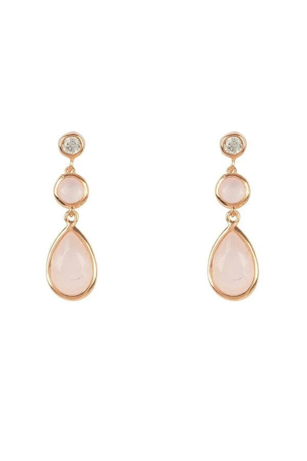 Latelita Tuscany Gemstone Drop Earring Rose Gold Rose Quartz